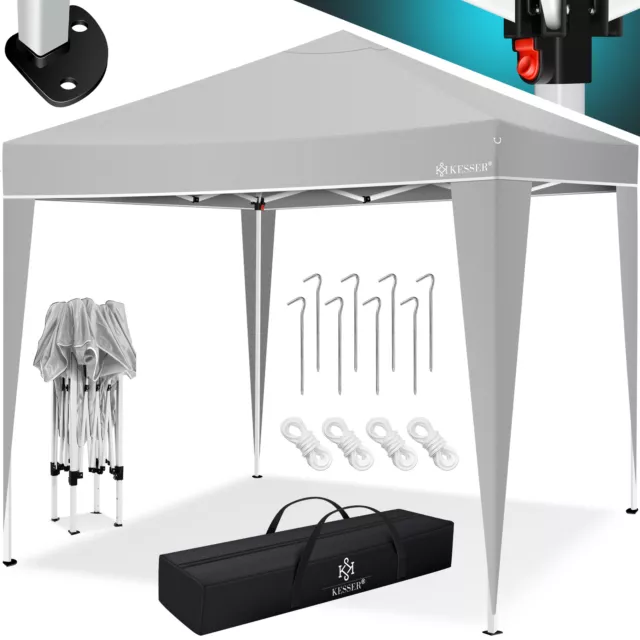 RETOURE Pavillon 3x3m | Pop-Up Klicksystem | Faltpavillon | Gartenzelt Grau