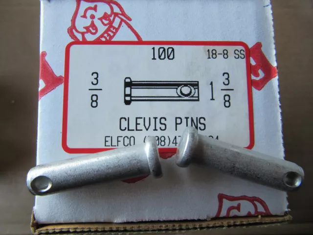 (100) 3/8" X 1-3/8" 18-8 Stainless Clevis Pins NEW!!! in Box Free Shipping.