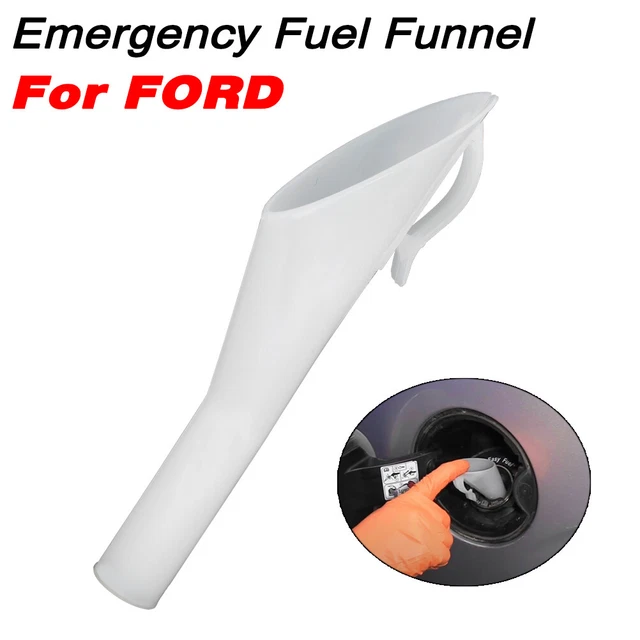 EMERGENCY CAPLESS FUEL Fill Filler Funnel Spout Adapter White For Ford
