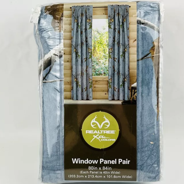 Realtree Xtra Colors Window Panel Pair Blue Camouflage 80x84 Curtains