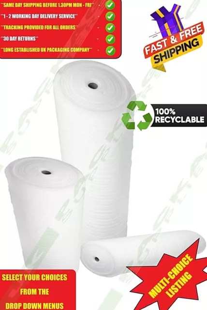 Small & Large Jiffy Soft Foam Wrap Rolls - Packaging Packing Underlay All Sizes