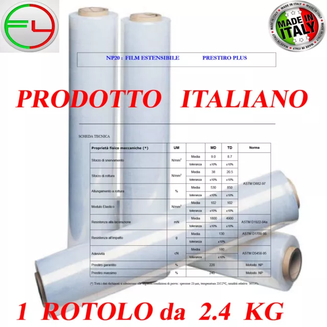 FILM ESTENSIBILE IMBALLAGGIO TRASPARENTE PELLICOLA DOMOPACK 1 ROTOLO  2.4 kg