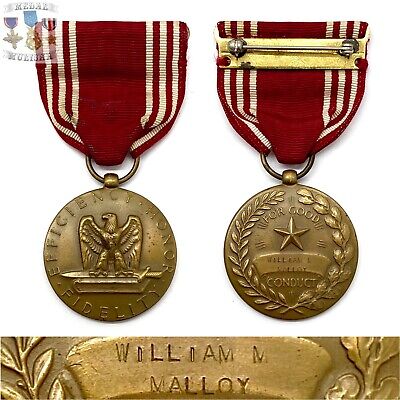 Named Wwii Us Army Good Conduct Medal William M. Malloy Engraved Ww2
