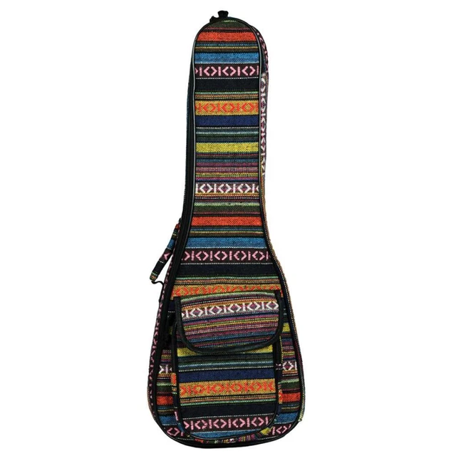 Folk Strip Style Padded Bag for Ukulele Guitar Back Strap Shoulder Bag