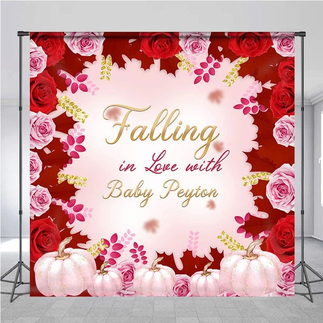 PERSONALIZED ROSE PUMPKIN Fall Baby Shower Backdrop $37.79 - PicClick AU