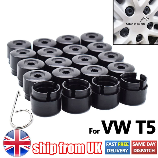 FOR VW TRANSPORTER T5 T6 20032020 Wheel Nut Bolt Covers Caps Black