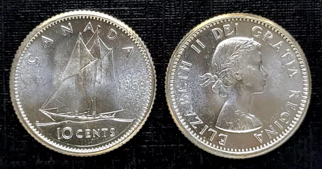 Canada 1959 BU UNC Uncirculated Silver Ten Cent Piece - Dime!!