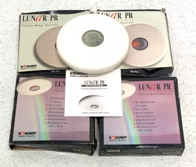 NEW Lot of 4 Rokonet RK2000DPC Risco LuNAR PIR Ceiling Motion Detector 215C