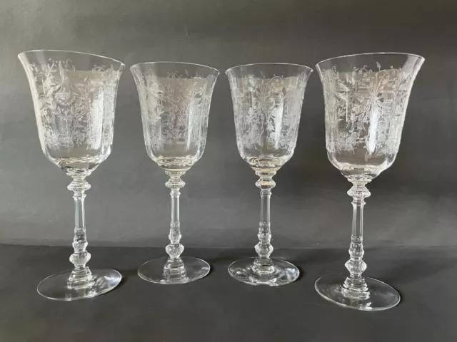 Set Of 4 Heisey Orchid No. 5025 Water Goblets 10 oz Tall Stems