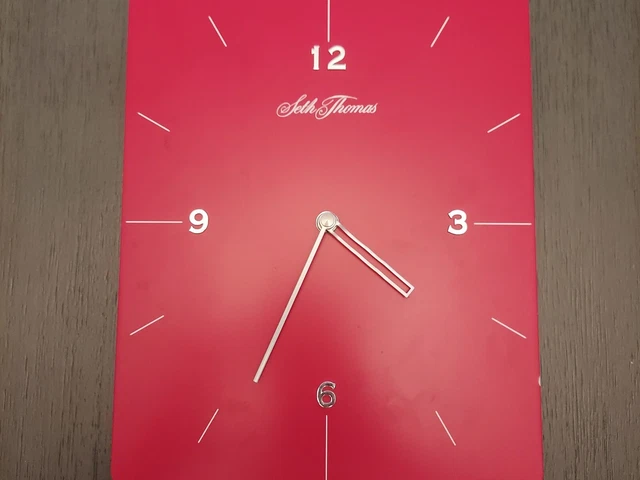 Seth Thomas Red Rectangular Contemporary Wall Clock Mid century MCM Post Moder