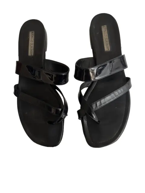 MANOLO BLAHNIK Leather Black Sandals size 41