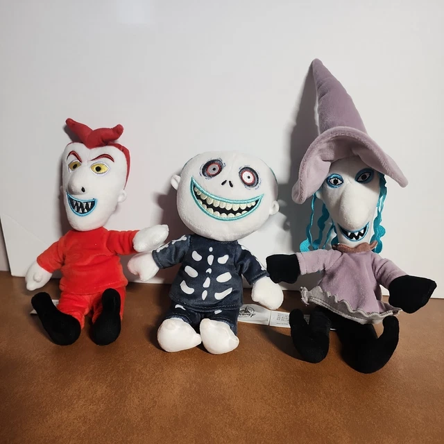 DISNEY NIGHTMARE BEFORE Christmas Lock Shock and Barrel Plush Set of