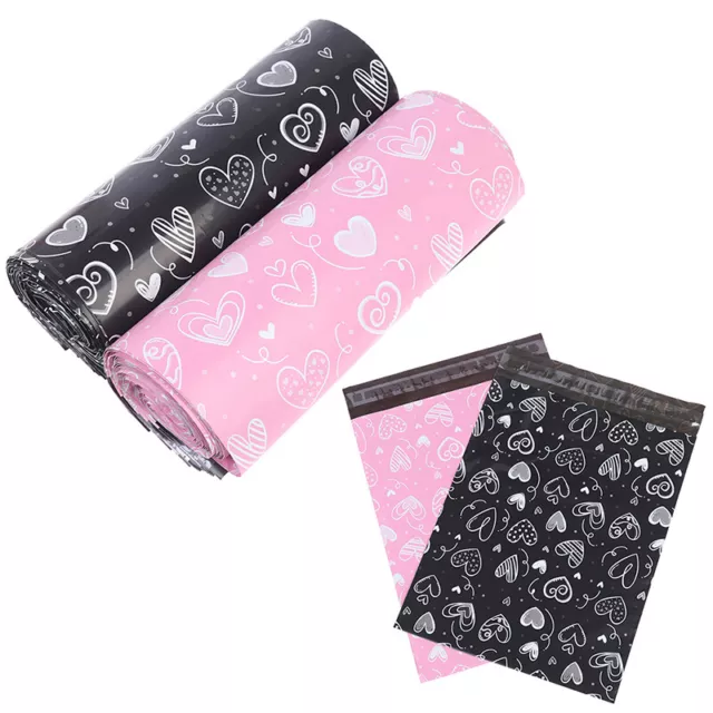 10PCS 10.5x14.5'' Maple Black Pink Heart Poly Mailer Packaging Envelopes Ba YT