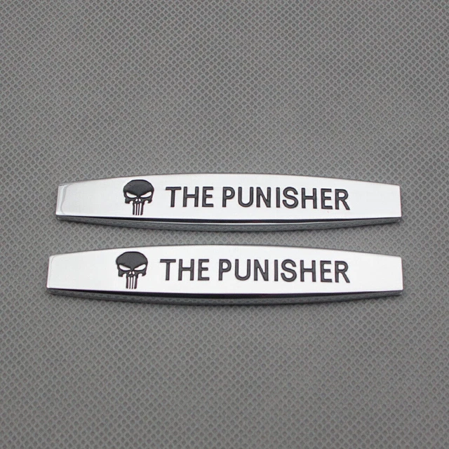 Punisher Large Car Badge – 82mm (3.25") Metal Emblem With Adhesive Back, UK Made