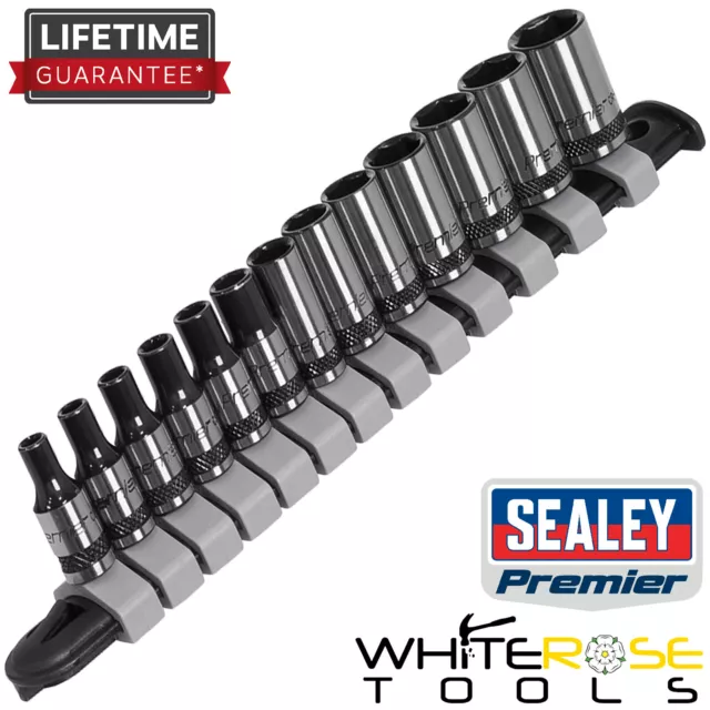 Sealey Socket Set 13pc 1/4"Sq Drive Metric - Black Series Premier