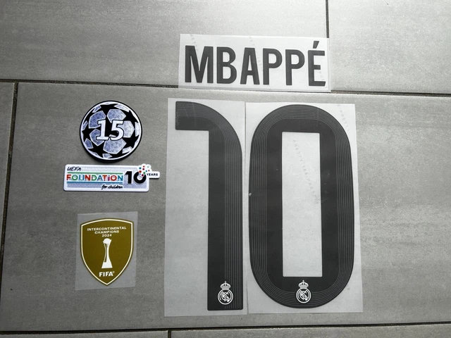 Kit Patch Flocage Mbappé #10 – Real Madrid Domicile 2025/2026 – Neuf