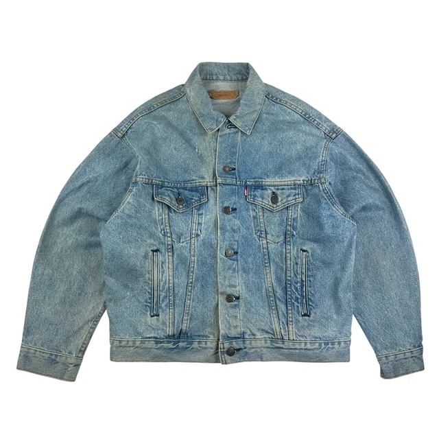 Vintage 1980'S Levi's 70507-0520 Chemical Wash Denim Jacket, Made in USA, Men's Size XL cotton blue type Vintage Second Hand