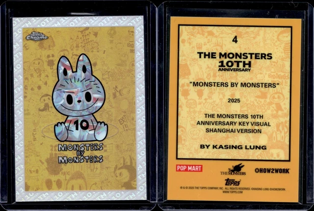 2025 TOPPS CHROME Labubu Monsters By Monsters 10Th Ann Refractor #4 £1. ...