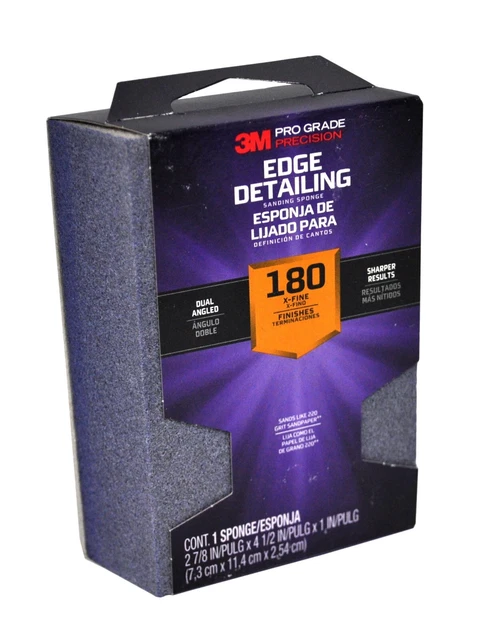 3M Pro Grade Precision Edge Detailing 180 Grit Dual Angle Sanding Sponge