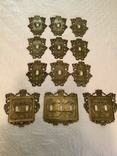 Lot Of 12 Virginia Metalcrafters #24-17 Brass Switch Covers Single Double Triple