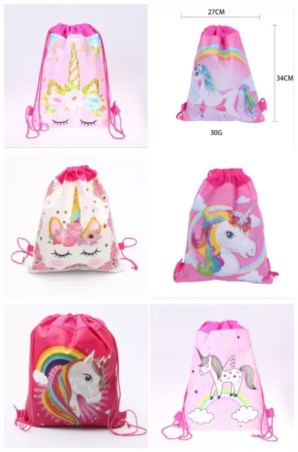 Boys Girls Drawstring Party Bag School PE Bag Backpack Kids bag Unicorn Dinosaur