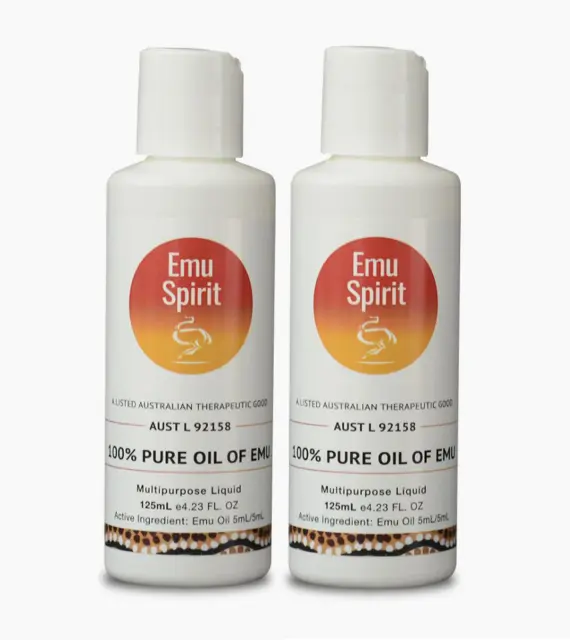 2 x Emu Spirit 100% Pure Oil of Emu 125ml Emu Oil Total 250ml