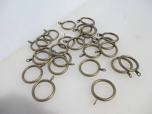 Brass Plated Curtain Rings Holder Hangers Gold Antique Style x26 - 1.75"W