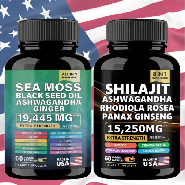 Sea Moss & Shilajit (Black Seed Oil, Turmeric, Ashwagandha, Ginger, Vitamin D)