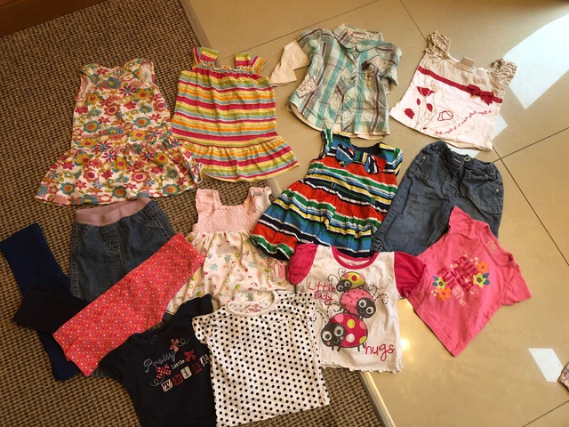 9-12 Months Girl Bundle Jeans Tops Dresses Jeggings - 15 Items Next Etc