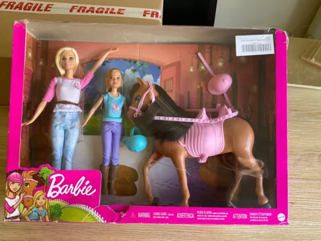 Barbie and Stacie Sisters 2020Horseback playset with horse BRAND NEW damaged box