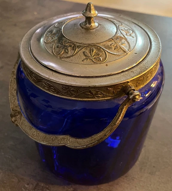 ANCIEN SCEAU A Biscuits En Verre Bleu Cobalt Et Regule EUR 18,00 - FR