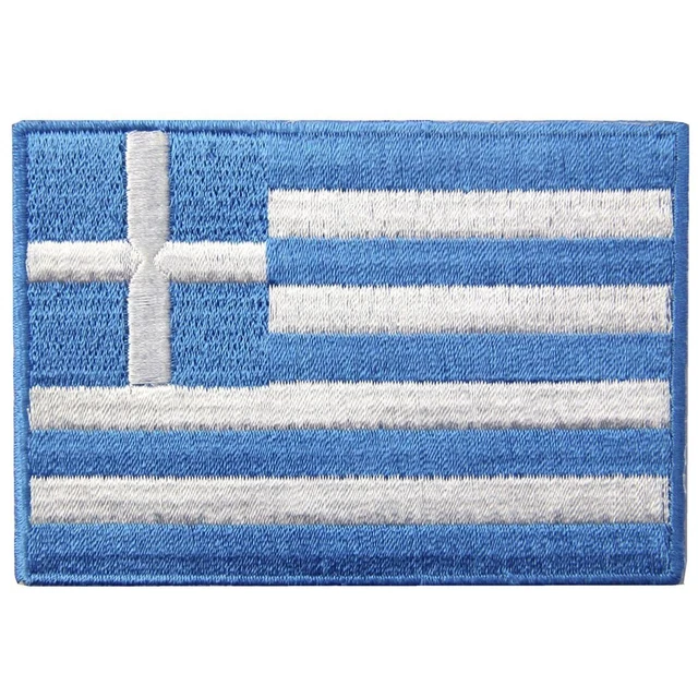 MAREL Toppa Bandiera Grecia Termoadesiva 6,5x5,5 Cm - Ricamata, Da Cucire O Stirare