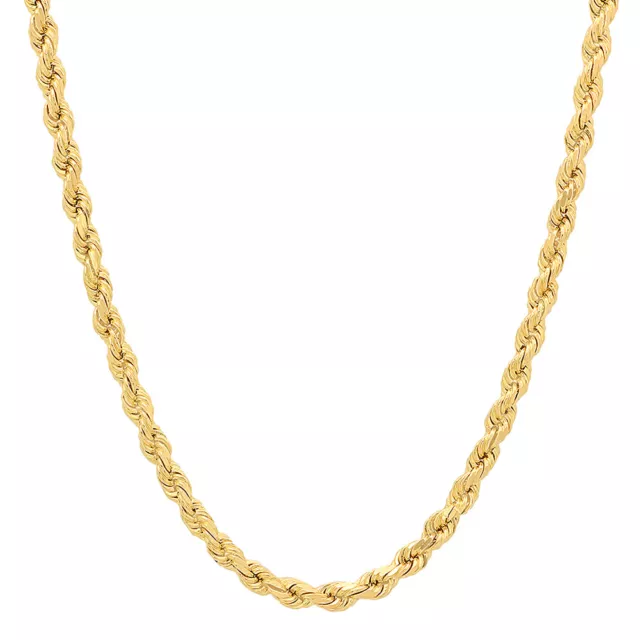 MCS Jewelry 14 Karat Yellow Gold SOLID Diamond Cut Rope Chain  20 inches