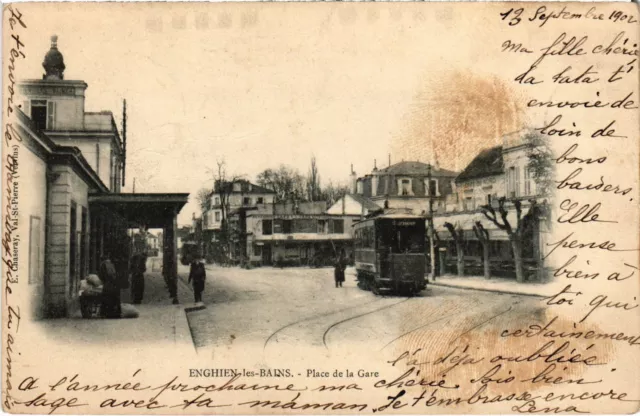 CPA Enghien les Bains Place de la Gare FRANCE (1308483)