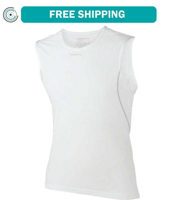 Craft Cool Mesh Super Light Sleeveless Mens Base Layer Top White XLarge