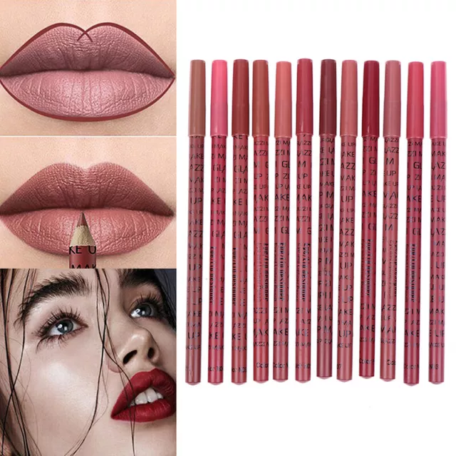 12 unidades/juego lápiz impermeable lápiz labial lápiz cosmético mate Lip Line F1