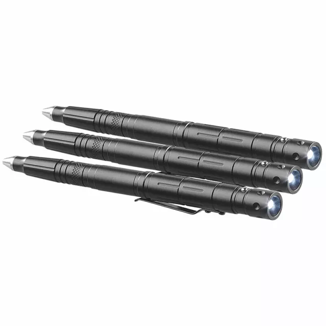 VisorTech 3er-Set 5in1-Tactical Pens mit Kugelschreiber, Glasbrecher & Brieföff.