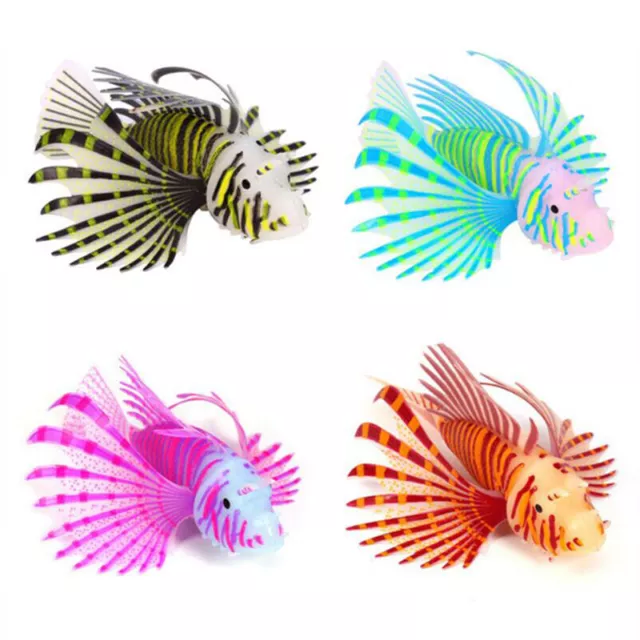 Aquarium Artificial Luminous Lionfish Silicone Fish Glow In Dark Water Ornament_