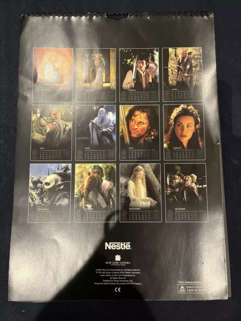 Lord of the Rings Fellowship of the Ring Official 2002 Calendar 2