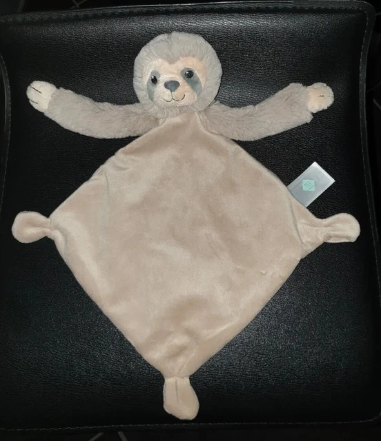 Doudou Plat Tex baby Singe Paresseux Marron Clair Beige
