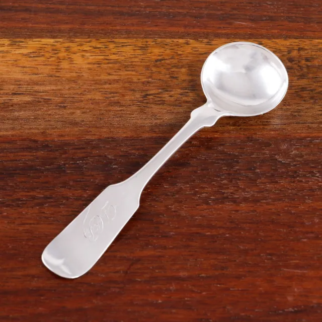 Oscar Jennings Nyc Coin Silver Master Salt Spoon Fiddle Tipped 1860 Mono Dcb
