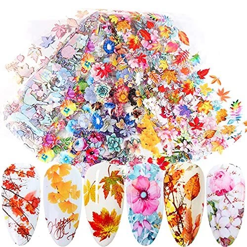 Pegatinas de transferencia de láminas de uñas de otoño 10 hojas otoño lámina de uñas-6