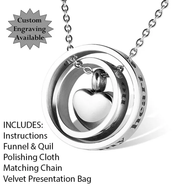 Always & Forever in my Heart Cremation Ashes Necklace Urn, **FREE ENGRAVING**