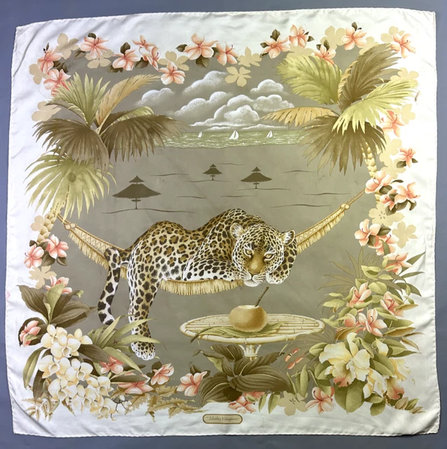 Foulard Vintage Marinella Napoli En Soie 100% - Motif Batik Multicolore, Occasion Bon état