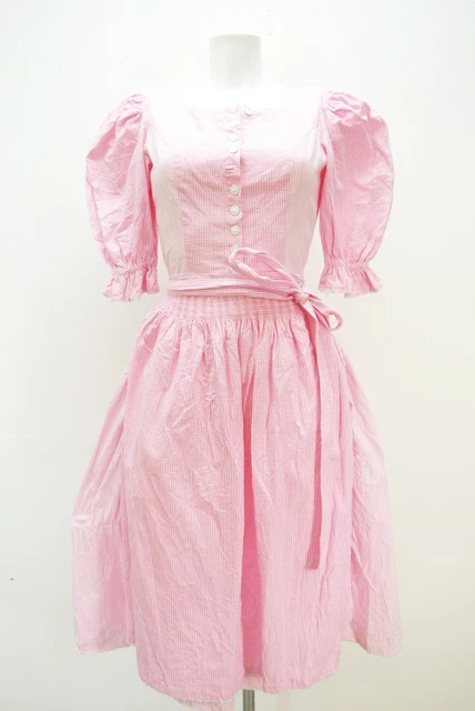 Dirndl originale corno alpino rosa con cucitura viennese favoloso con grembiule taglia 34