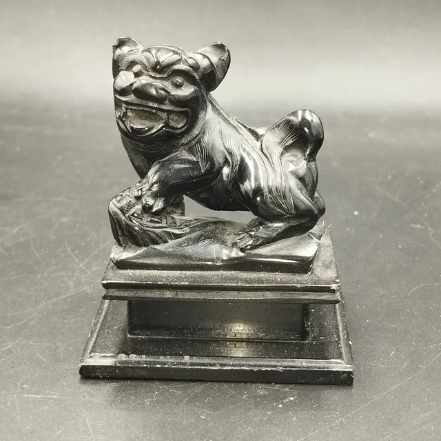 Statuette Ancienne Chinoise En Céramique - Chien Fu (Chien De Fo) - Objet Décoratif Antique