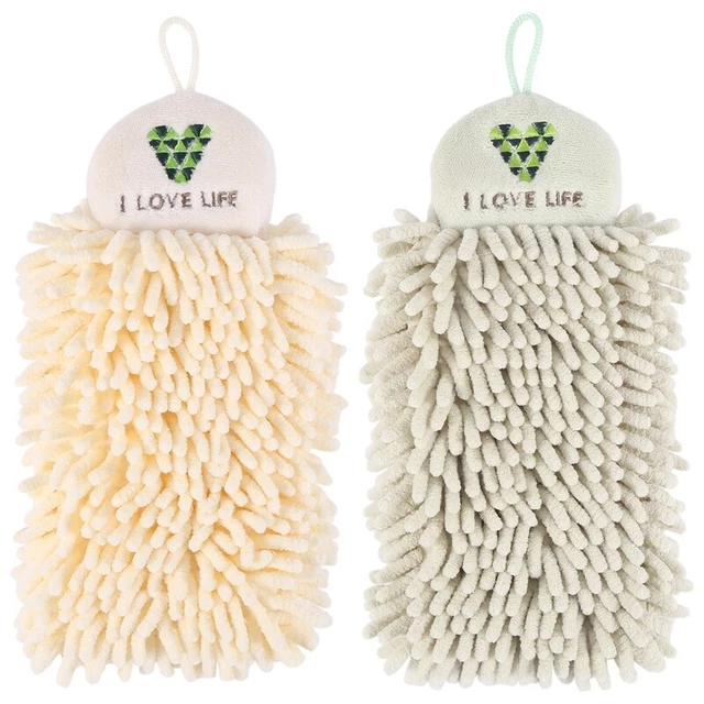 2 PièCes SéRies Cuisine Serviettes Suspendues Ensemble Chenille Main Visage8560