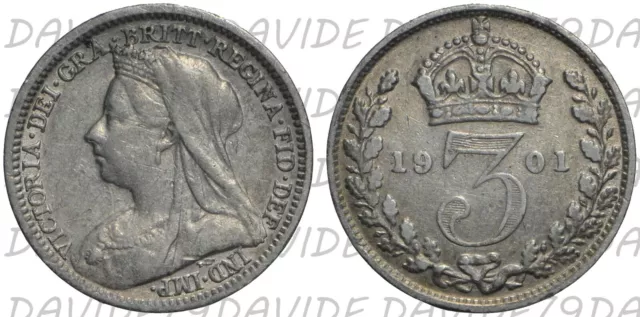 02110] Inghilterra Regno Unito - Regina Vittoria - 3 Pence 1901 - Km# 777