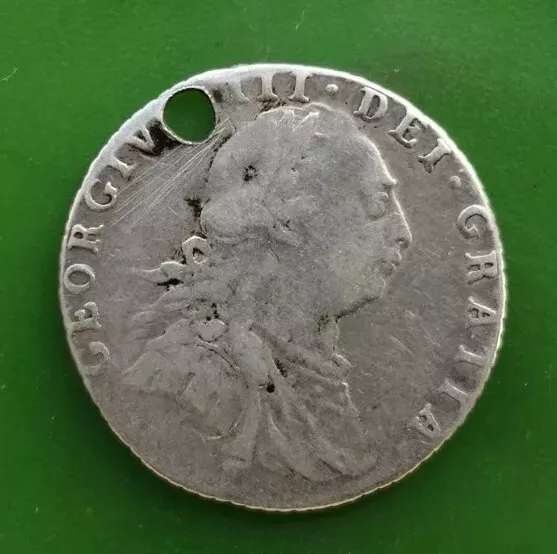 1787 George III Silver Sixpence Holed Coin #2837c