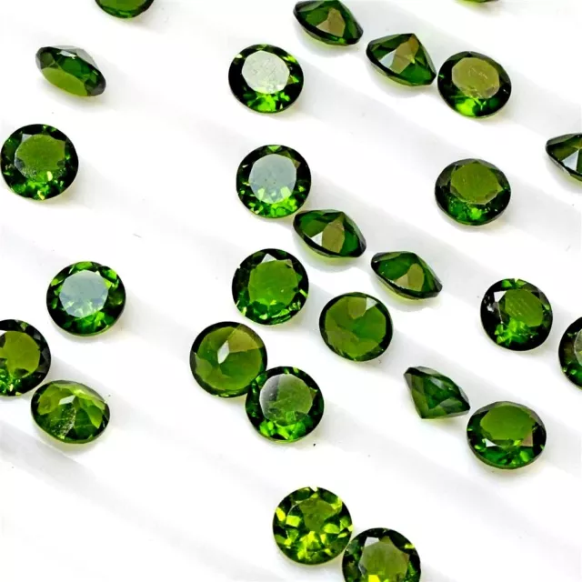 Vente en Lot 4mm Pour 5mm Rond à Facettes Chromé Diopside Desseré Calibré Gemme